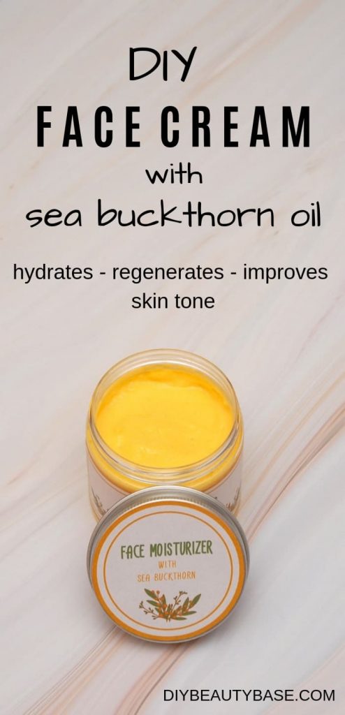 DIY face cream with sea buckthorn oil in a jar with its benefits
