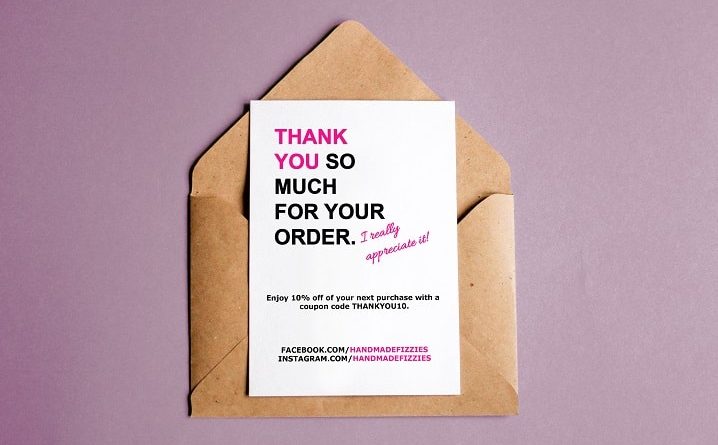 Thank you for your purchase note - free template - DIY Beauty Base