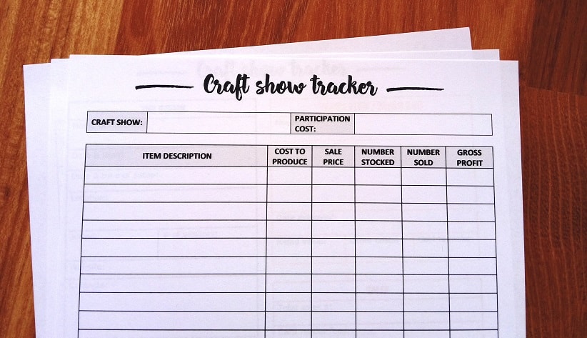 Craft fair inventory tracker - free printable - DIY Beauty Base