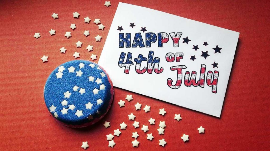 Beautiful craft project for 4th of july. Bath bomb layered with red blue colors and white stars resembles American flag