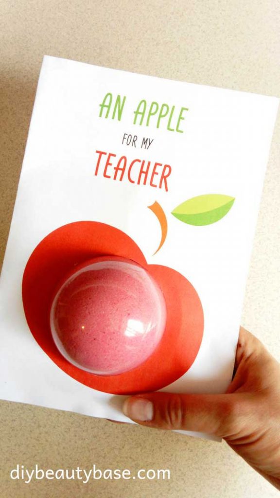 an apple for my teacher gift with bath bomb