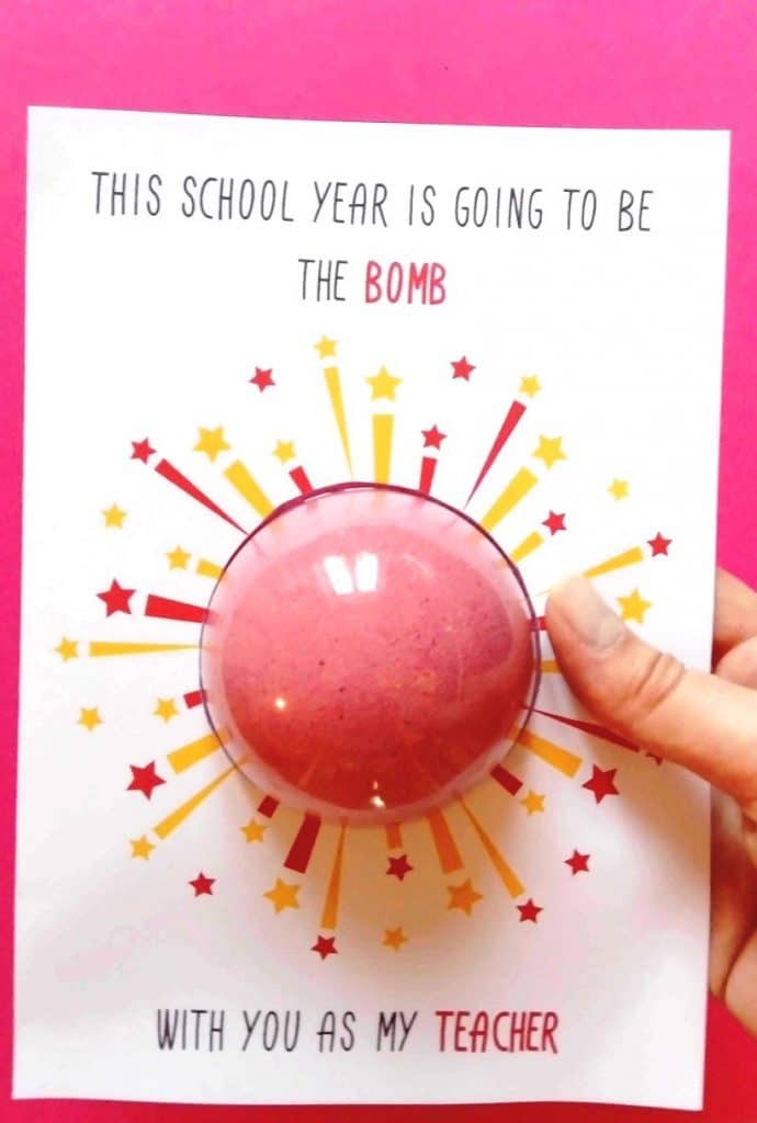 back to school gift with diy bath bomb and free printable card