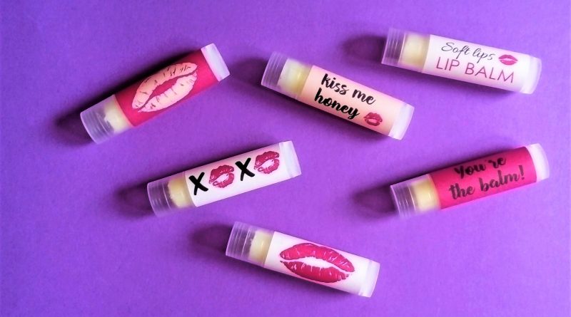 variation of 6 DIY lip balms with handmade lip balm labels
