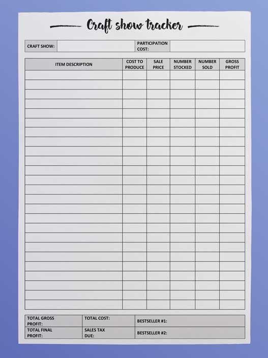 Printable Inventory Tracker