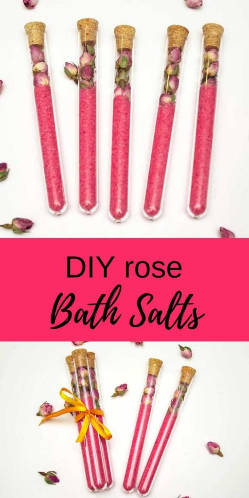 bath salts with essential oils and rose buds