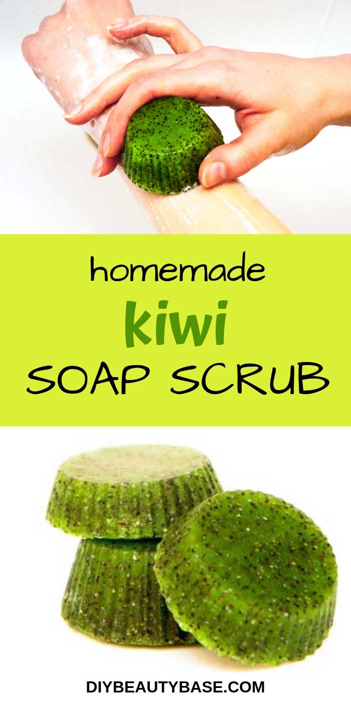 DIY soap scrub bar recipe with kiwi scent