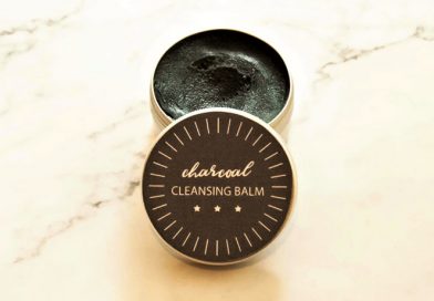 DIY charcoal cleansing balm with a label
