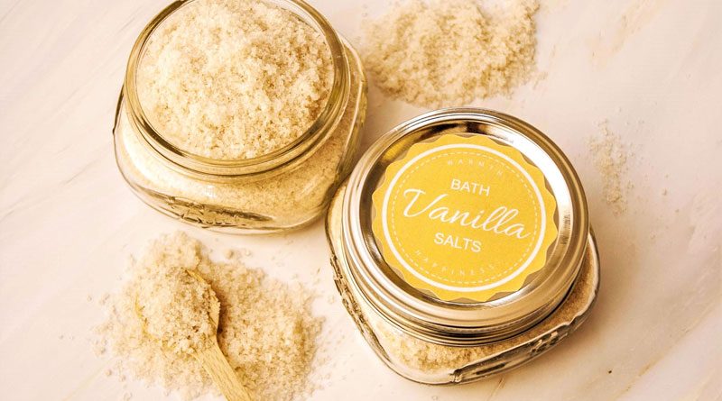 homemade bath salt recipe with vanilla essential oil