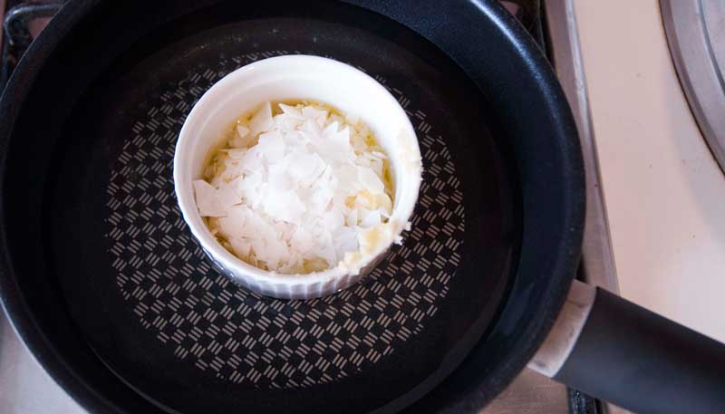 melting oils and butters in a water bath