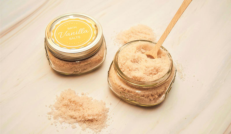 vanilla scented homemade bath salts 