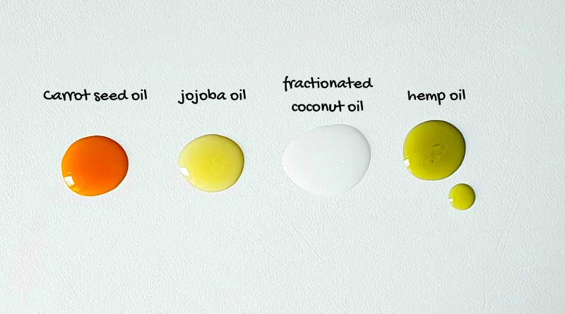 different colors of carrier oils