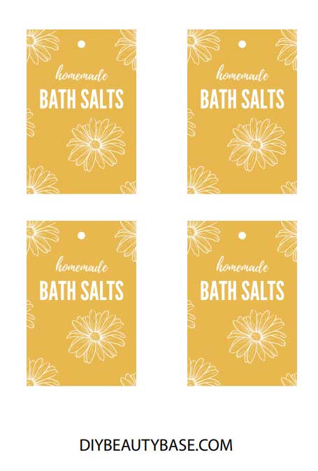 yellow free printable bath salts labels with flowers