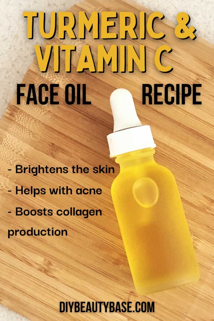 DIY turmeric face oil serum with vitamin C for brightening the skin and acne