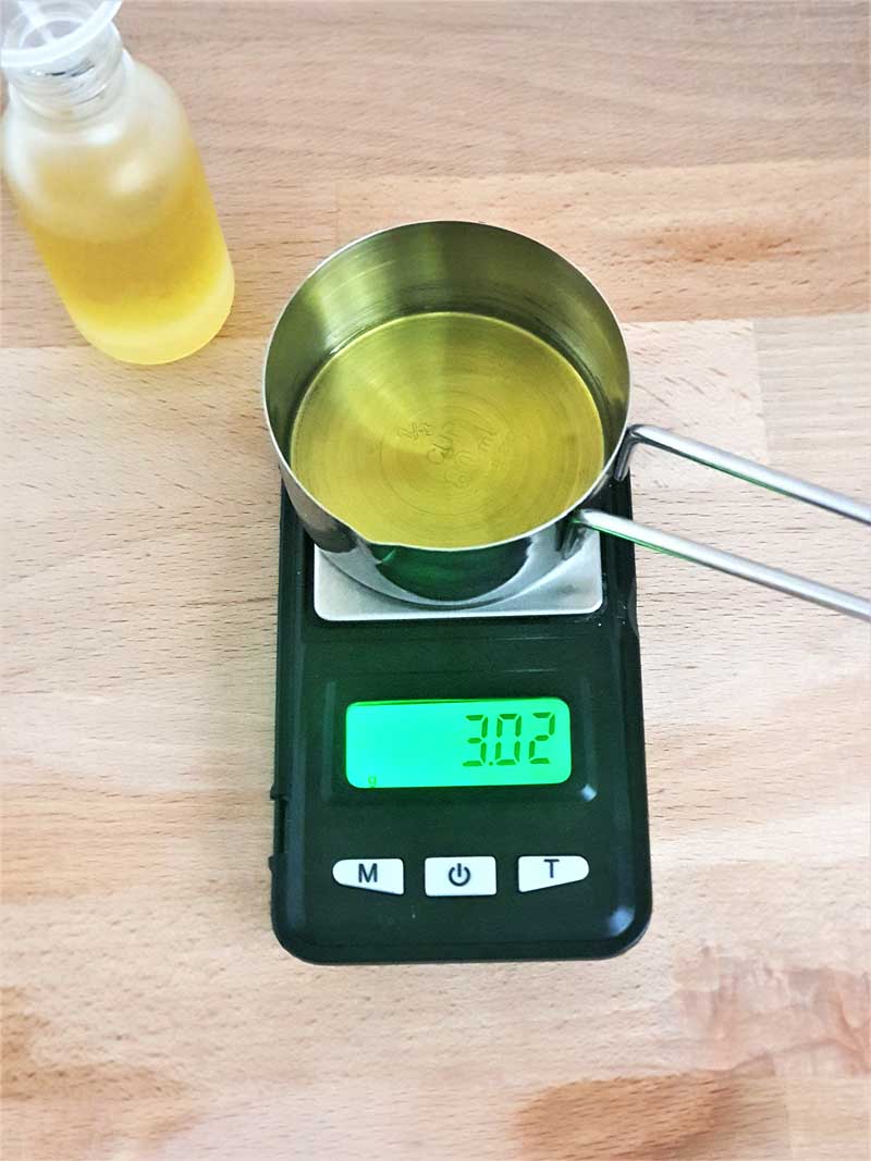 measuring ingredients on a mini scale