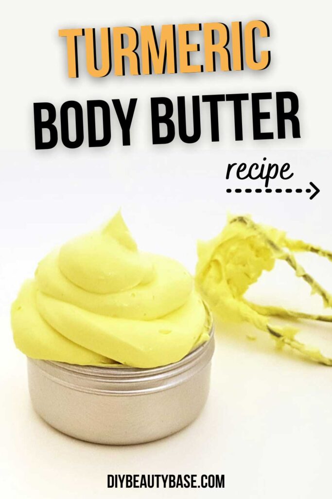 Brightening Turmeric body butter recipe with Shea butter and turmeric infused oil for glowing skin