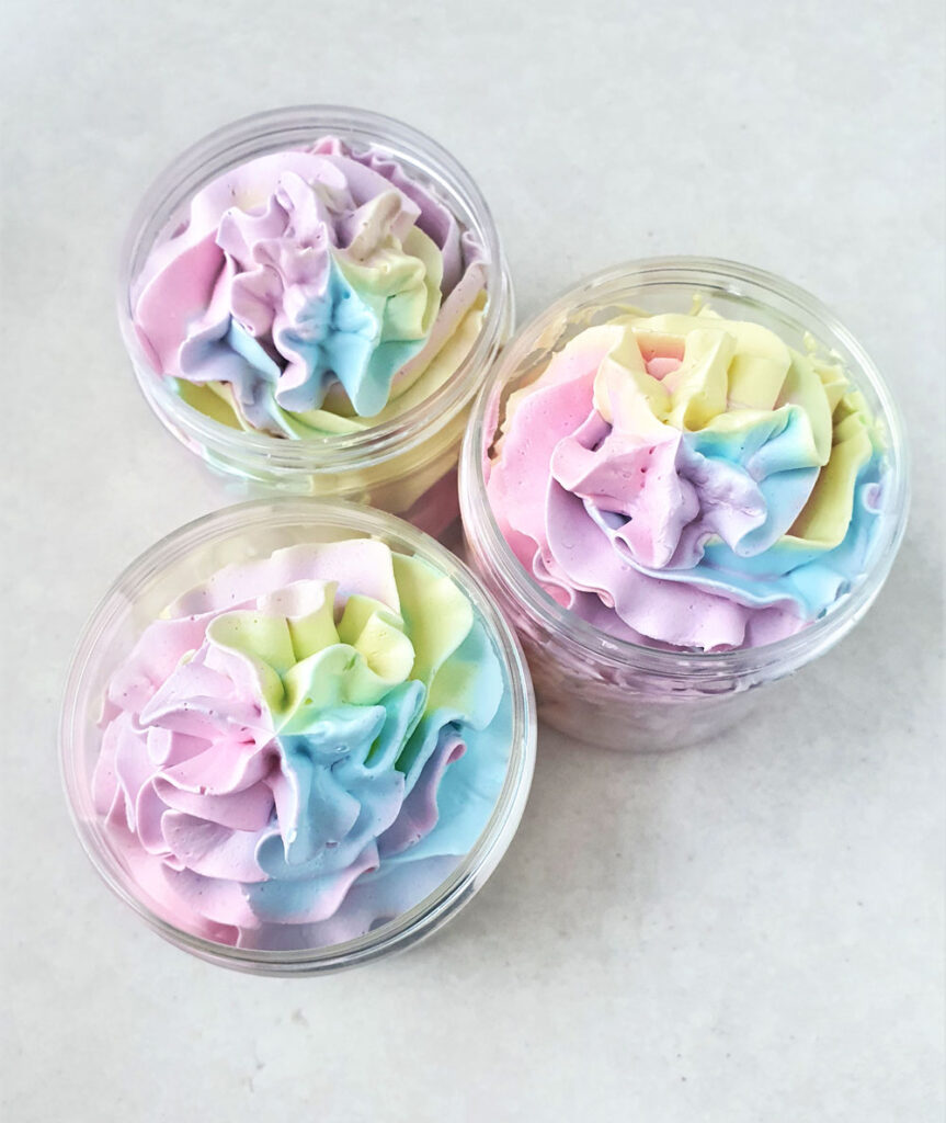 whipped unicorn soap made from foaming bath butter