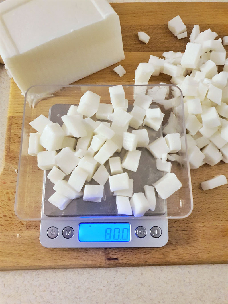 weighing soap with a scale