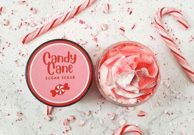 candy cane sugar scrub with free printable labels