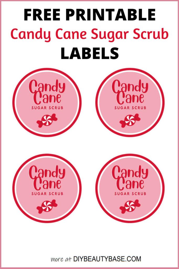 cute red candy cane sugar scrub labels