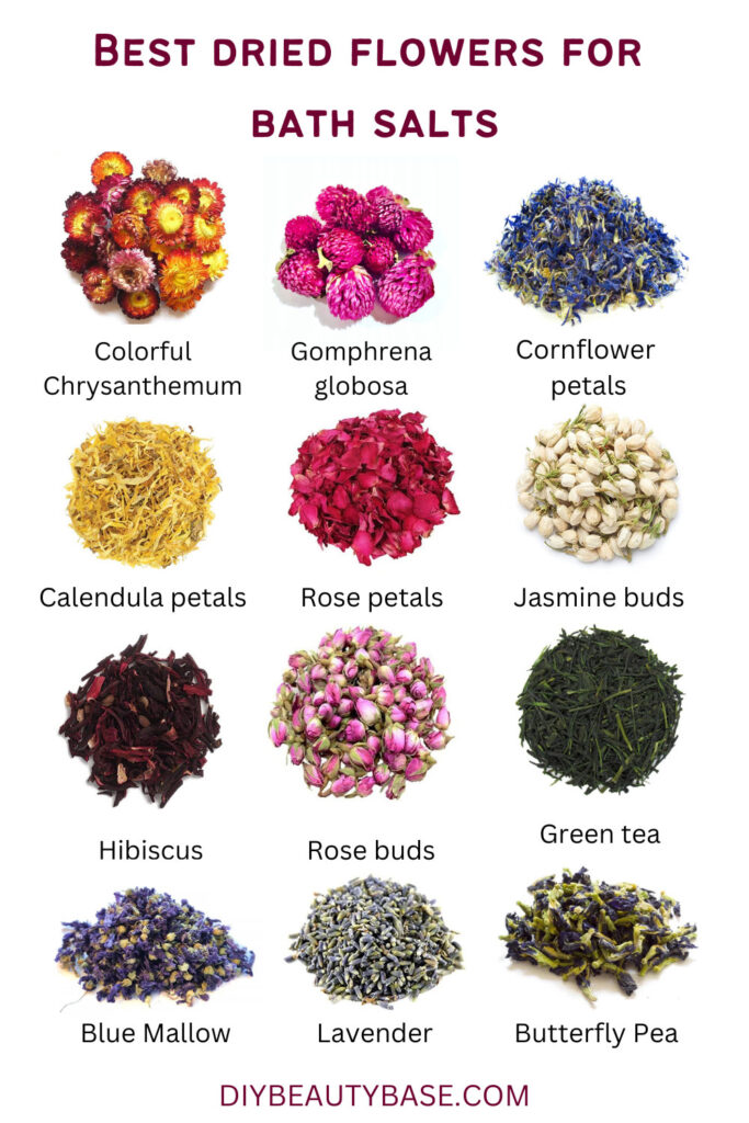 best dried flowers for bath salt to make floral bath salts