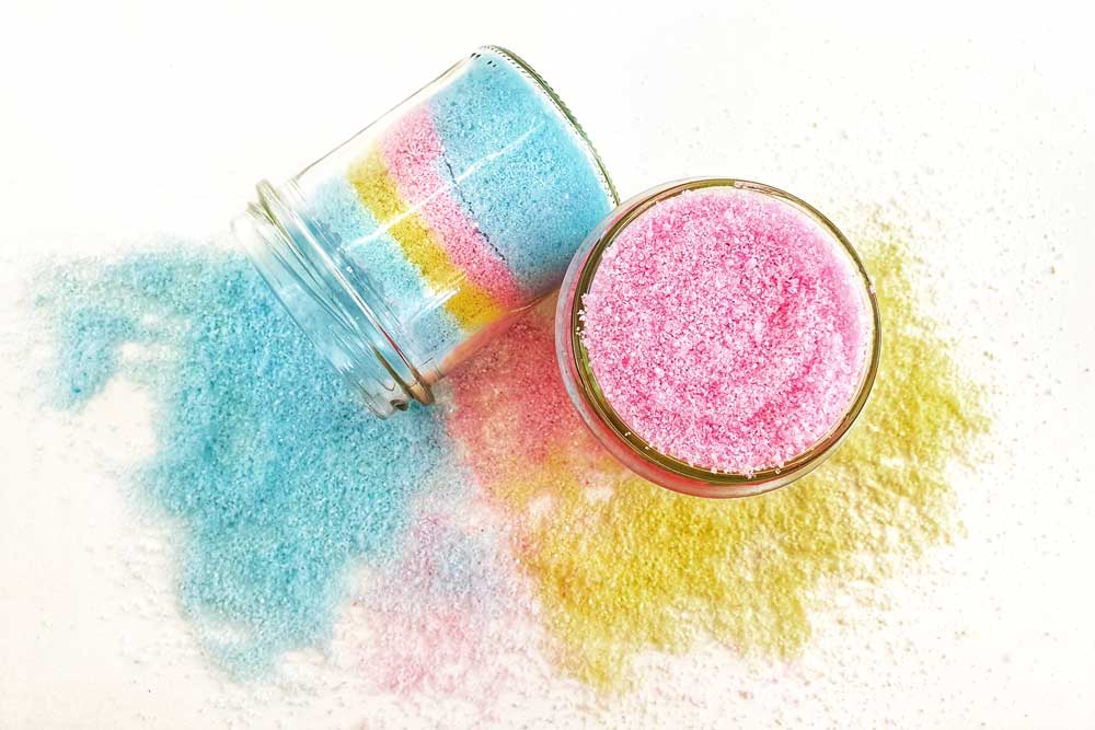 Colorful bath salts
