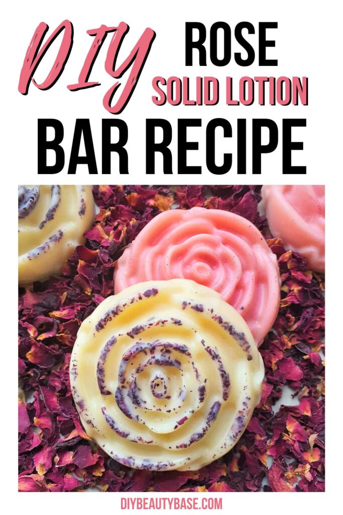DIY rose solid lotion bar recipe with beeswax and cocoa butter