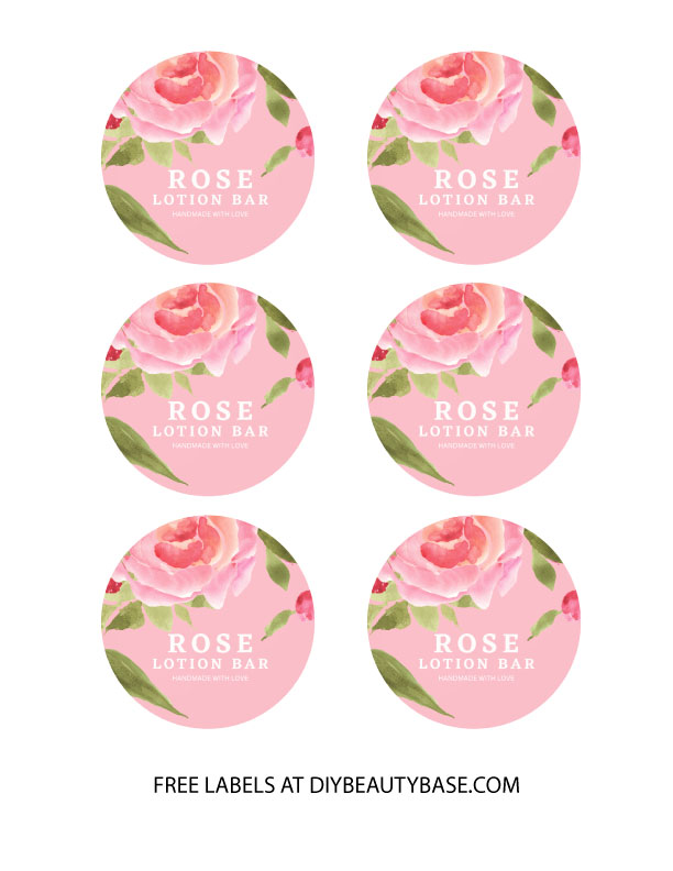 free printable lotion bar labels with roses in pink