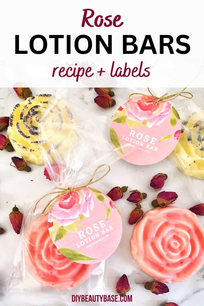 rose lotion bars recipe and labels