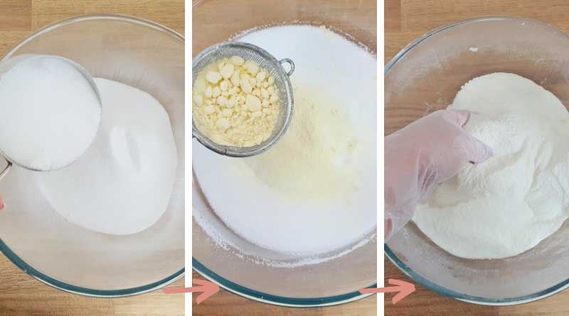 combining citric acid, baking soda, cornstarch and buttermilk powder