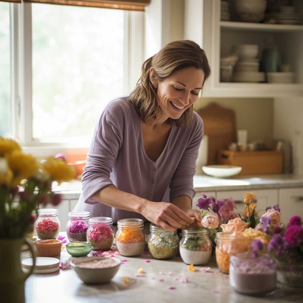 Margarita making floral bath salts